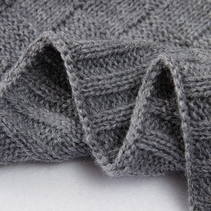 Gray knitted baby blanket with soft weave texture and high-quality warm yarn fabric
