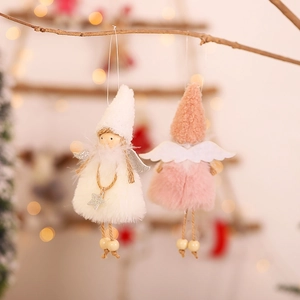 Angelo di Natale in peluche con ali e stella per decorazione dell'albero festivo
