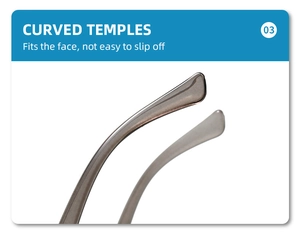 Detail of ergonomic curved grey translucent temples on Hawaiian style floral sunglasses