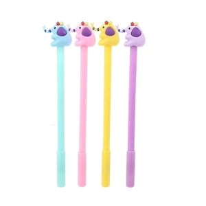 Creative cartoon elephant neutral pens in blue pink yellow and purple four pack set