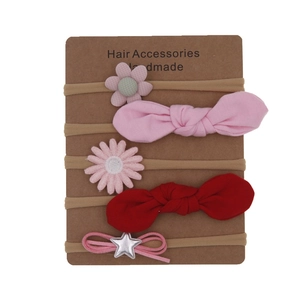 5-piece baby headband set with bows and flowers on elastic nylon, perfect for photography