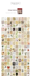 Detailed grid view of 366 vintage vellum paper scrapbooking stickers with plant patterns