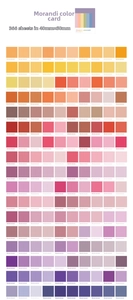 Detailed grid of 366 Morandi color cards in muted tones for vintage journaling