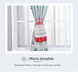 Heavy-duty velcro curtain tieback with cactus pattern showing 5L load-bearing test