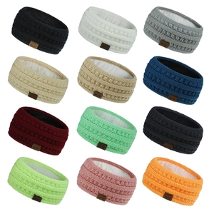 Winter thermal fleece-lined knit headbands for women in 12 vibrant colors with MOK label