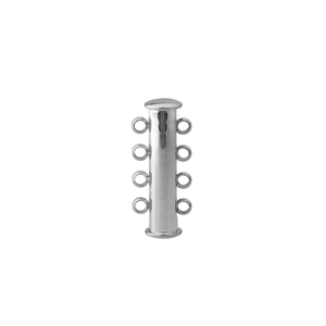 Detailed macro view of silver stainless steel four-strand slide lock clasp connector