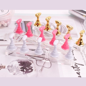 Japanese style acrylic nail art display stand with magnetic chess piece holders in various colors