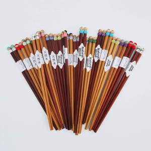 Japanese style colorful natural wood chopsticks with cute cartoon character heads