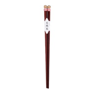 Japanese style natural wood chopsticks with cute kimono doll heads and lacquer finish