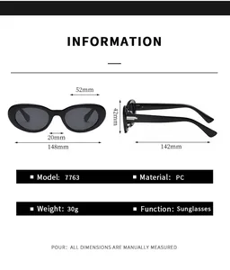 Tabella taglie dettagliata per occhiali da sole cat eye con dimensioni montatura in PC