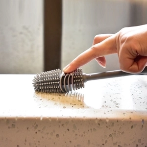 Flexible long handle silicone cup brush for deep cleaning of bottles and teapots