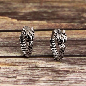 Vintage Dragon Hoop Earrings Stainless Steel Punk Gothic Chinese Style Jewelry For Men Women