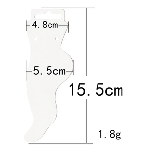 White card display stand for stainless steel anklets with size 4.8x15.5cm measurements
