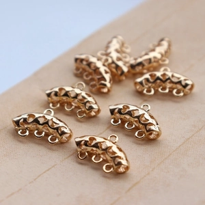 Hollow Curved Tube Connector Gold Plated Copper Multi Hole Strand Spacer For DIY Jewelry Making Hairpin Accessories