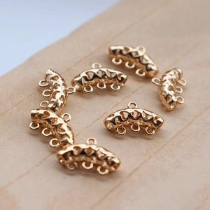 Gold-plated hollow curved tube spacer connector for DIY jewelry and hairpins