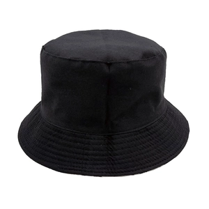 Sombrero de pescador minimalista de lona de algodón negro con protección solar y costuras