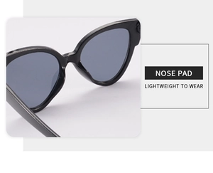 Vue détaillée des plaquettes de nez de lunettes de soleil œil de chat pour un port léger