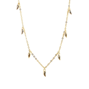 Elegant gold S925 sterling silver necklace featuring seven delicate teardrop pendants