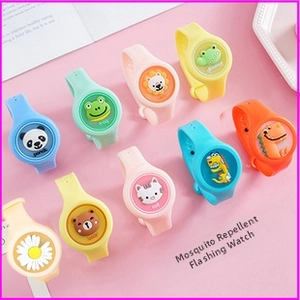 Detail of colorful silicone mosquito repellent watches with various 3D cartoon animal patterns