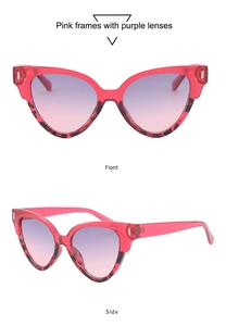 Lunettes de soleil œil de chat roses avec verres dégradés et détails léopardés