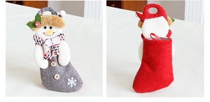 Front and back detail of small Christmas stocking featuring a 3D snowman and wooden buttons