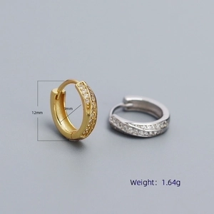 Moebius 925 sterling silver hoop earrings with zircons in gold and silver finishes