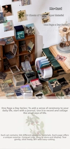 Macro detail of 366 sheets vintage vellum paper booklets for DIY scrapbooking decoration