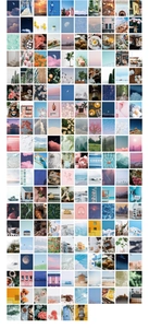 Detailed grid layout showing 366 vintage vellum paper stickers with landscape photography