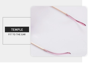 Détail des branches de lunettes en métal doré avec embouts roses transparents