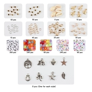 Comprehensive DIY jewelry making kit with clay beads, letter beads and metal pendants