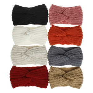 Collage of knitted twist headbands in 8 colors including black, pink, and grey