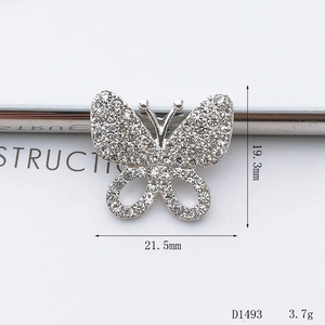 Ciondolo a farfalla con strass per cover cellulare, larghezza 21,5mm, modello D1493