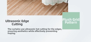 Close-up of ultrasonic thermal cutting edge on plaid curtains to prevent fraying