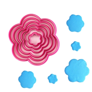 Nesting pink flower cookie cutters set for baking fondant and DIY clay crafts