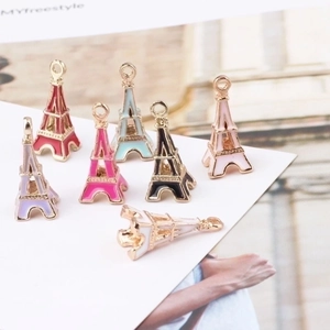 DIY colorful enamel Eiffel Tower charms made of alloy for jewelry making