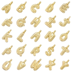3D Bubble Letter Pendant 18K Gold Plated Copper Brushed Initial A-Z Minimalist Fashion Jewelry Charm Accessories