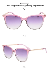Gros plan sur des lunettes de soleil œil-de-chat roses avec branches en métal doré