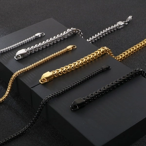 Men Stainless Steel Wheat Chain Bracelet Braided Franco Link Minimalist Vintage Jewelry For Men Unisex