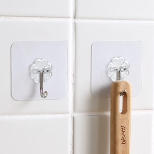 Strong transparent self-adhesive wall hooks for kitchen and bathroom organization