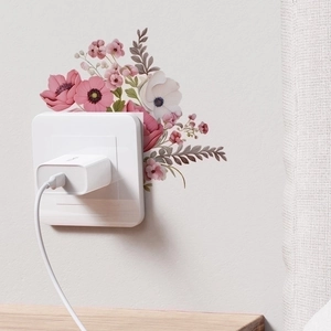 Light Switch Wall Sticker Pink White Floral PVC Removable Waterproof Decal For Home Bedroom Living Room Modern Decor