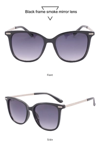 Détails de lunettes de soleil carrées noires avec texture métallique sur les branches