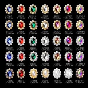 Charm's pour ongles ovales en alliage or et argent avec accents de petits diamants