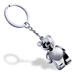 Teddy Bear Keychain Polished Zinc Alloy Silver 3D Cute Animal Keyring For Car Keys Bag Pendant Creative Gift