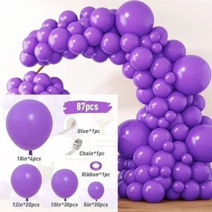 87pcs purple matte latex balloon arch kit with detailed quantity breakdown for party decor