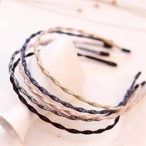 Thin Twisted Wave Headband Cloth Wrapped Glitter Shimmer Hair Hoop Fashion Hair Accessory For Women Girls Elegant