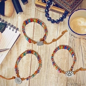 Handmade Bohemian imperial stone bracelets with colorful beads and vintage metal clasps