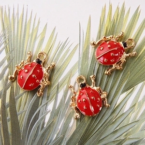 Ladybug Enamel Charms Alloy Beetle Pendants DIY Earring Bracelet Necklace Jewelry Making Cute Animal Craft Accessories