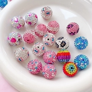 Colorful gradient rhinestone disco ball beads for DIY jewelry making and phone charms