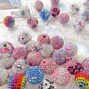 Rhinestone Round Beads Polymer Clay Sparkling Disco Ball DIY Jewelry Making Accessories Colorful Shamballa Beads