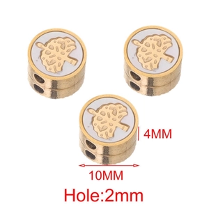 Detail of 10mm gold tree of life enamel beads with precise size measurements